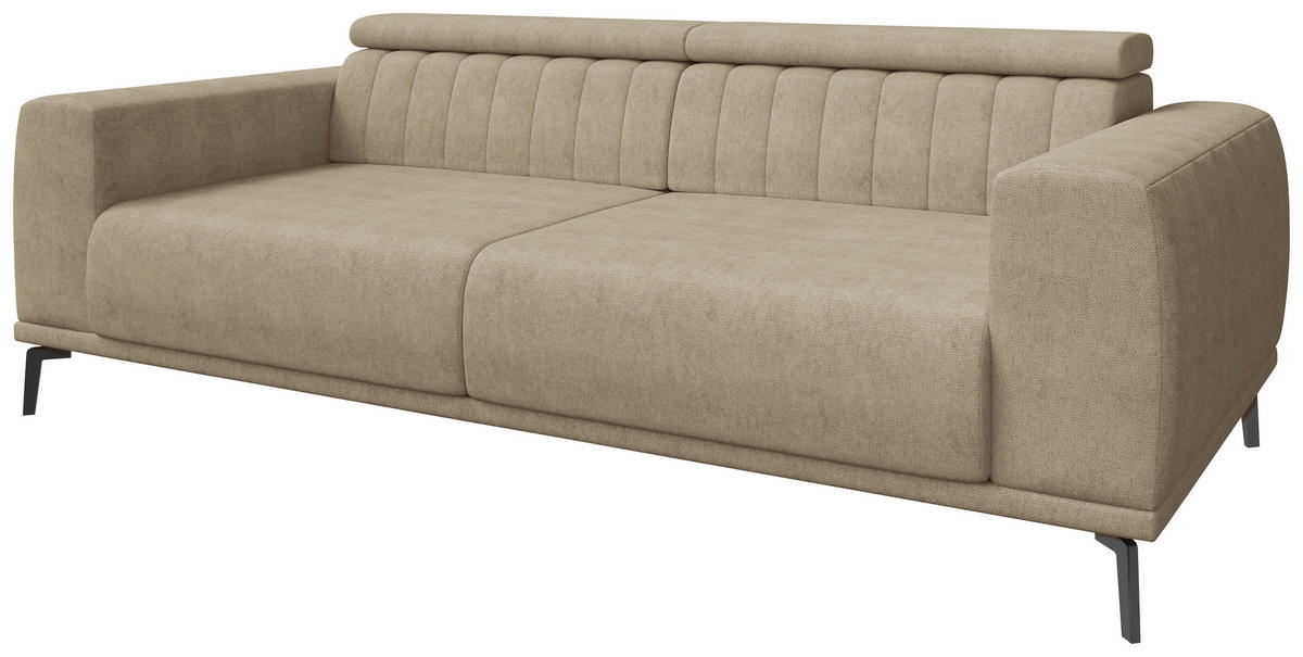 3-SITZER-SOFA Webstoff Beige  - Beige/Schwarz, KONVENTIONELL, Textil/Metall (240/80/110cm) - Carryhome