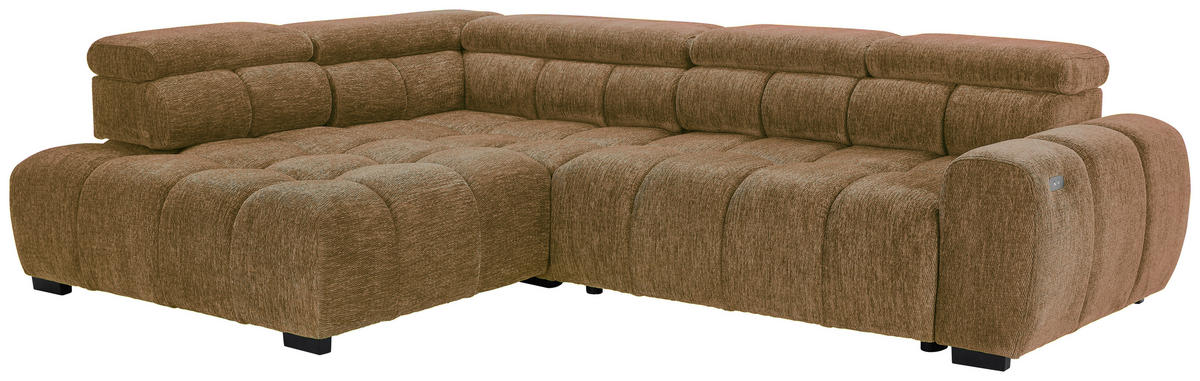 ECKSOFA inkl. Funktionen in Webstoff Senfgelb  - Senfgelb/Schwarz, Modern, Kunststoff/Textil (205/297cm) - Welnova