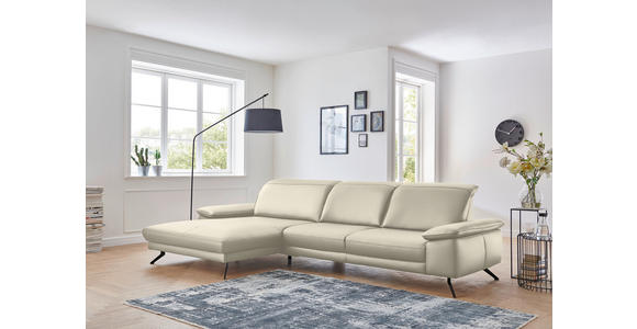 ECKSOFA in Echtleder Naturfarben 193/328 cm - Schwarz/Naturfarben, Design, Leder/Metall (193/328cm) - Dieter Knoll