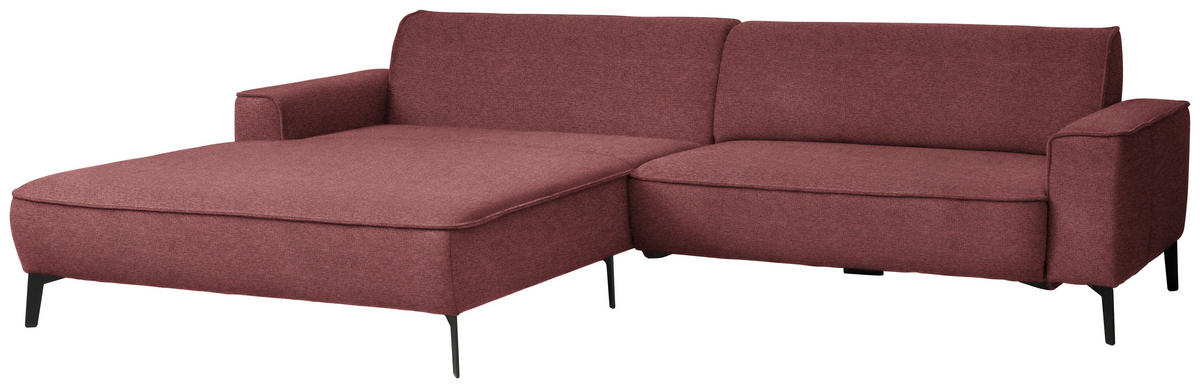 ECKSOFA in Flachgewebe Rot  - Rot/Schwarz, Design, Textil/Metall (190/285cm) - Johann Jakob