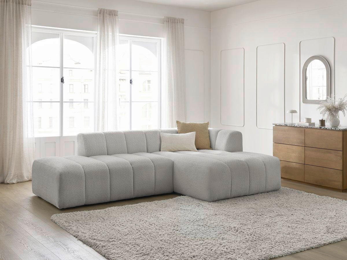 ECKSOFA  ANNECY Hellgrau Bouclé  - Hellgrau/Schwarz, MODERN, Kunststoff/Textil (262/170cm)