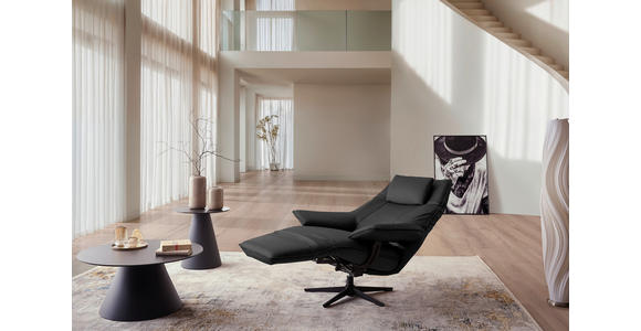 RELAXSESSEL in Leder Anthrazit  - Anthrazit/Schwarz, Design, Leder/Metall (92/79/82cm) - Dieter Knoll