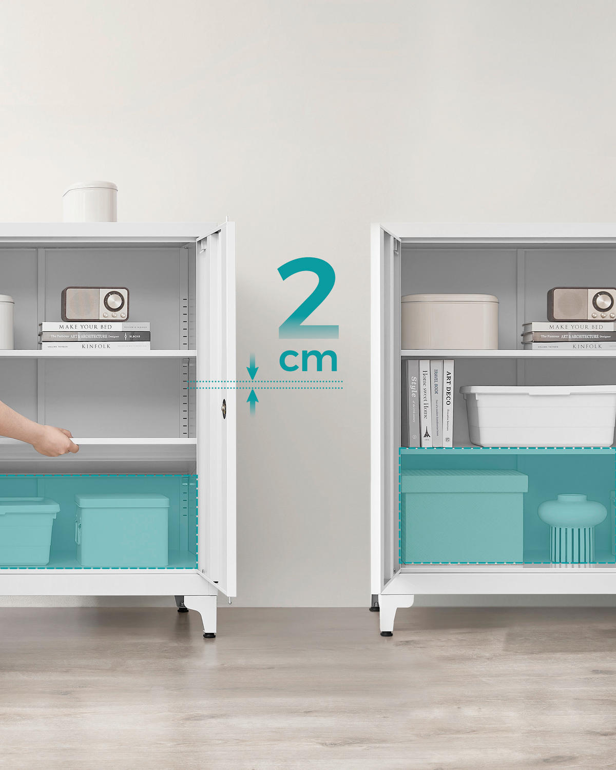 MEHRZWECKSCHRANK 80/90/40 cm  in Grauweiß  - Grauweiß, Basics, Metall (80/90/40cm)