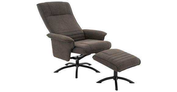 RELAXSESSELSET in Metall, Textil Anthrazit, Schwarz  - Anthrazit/Schwarz, Design, Textil/Metall (80/108/75cm) - Cantus