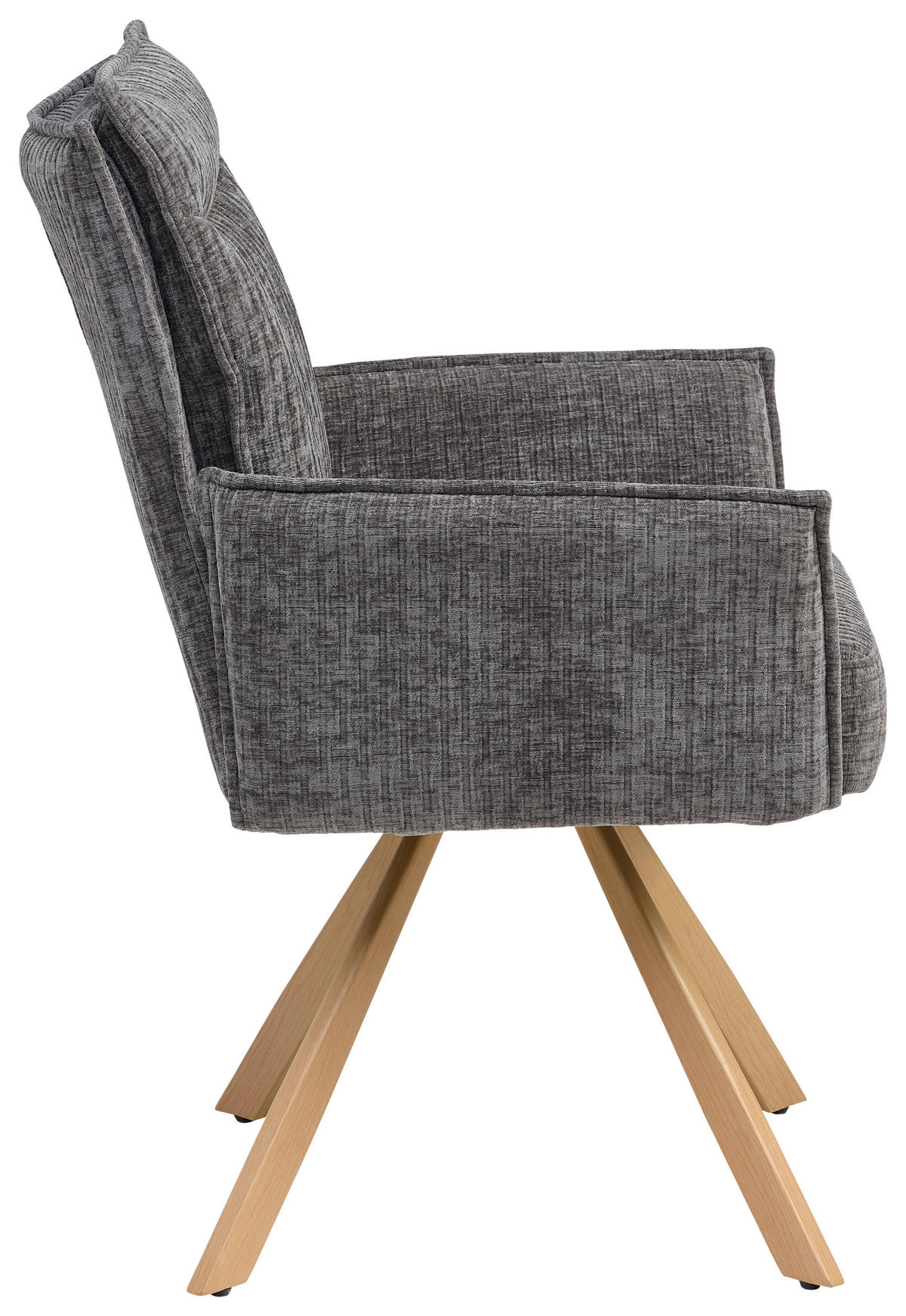 ARMLEHNSTUHL  in Leinenoptik  - Eichefarben/Grau, LIFESTYLE, Holz/Textil (63/91/64cm) - MID.YOU