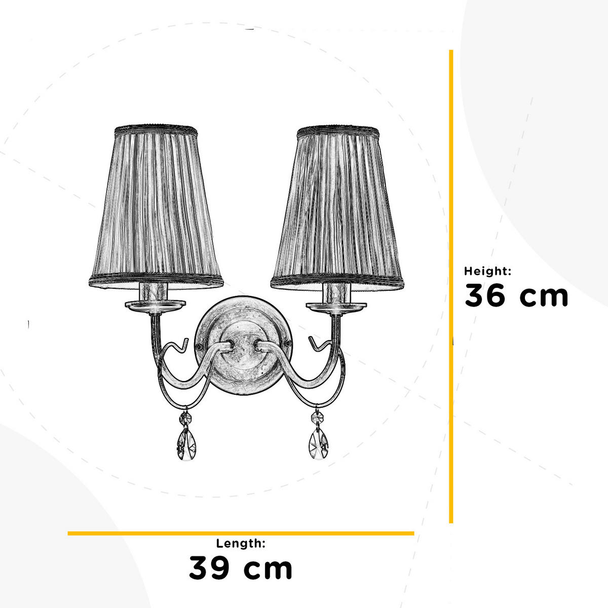 WANDLEUCHTE DELIA 39/25/36 cm   - Cognac, KONVENTIONELL, Glas/Textil (39/25/36cm)