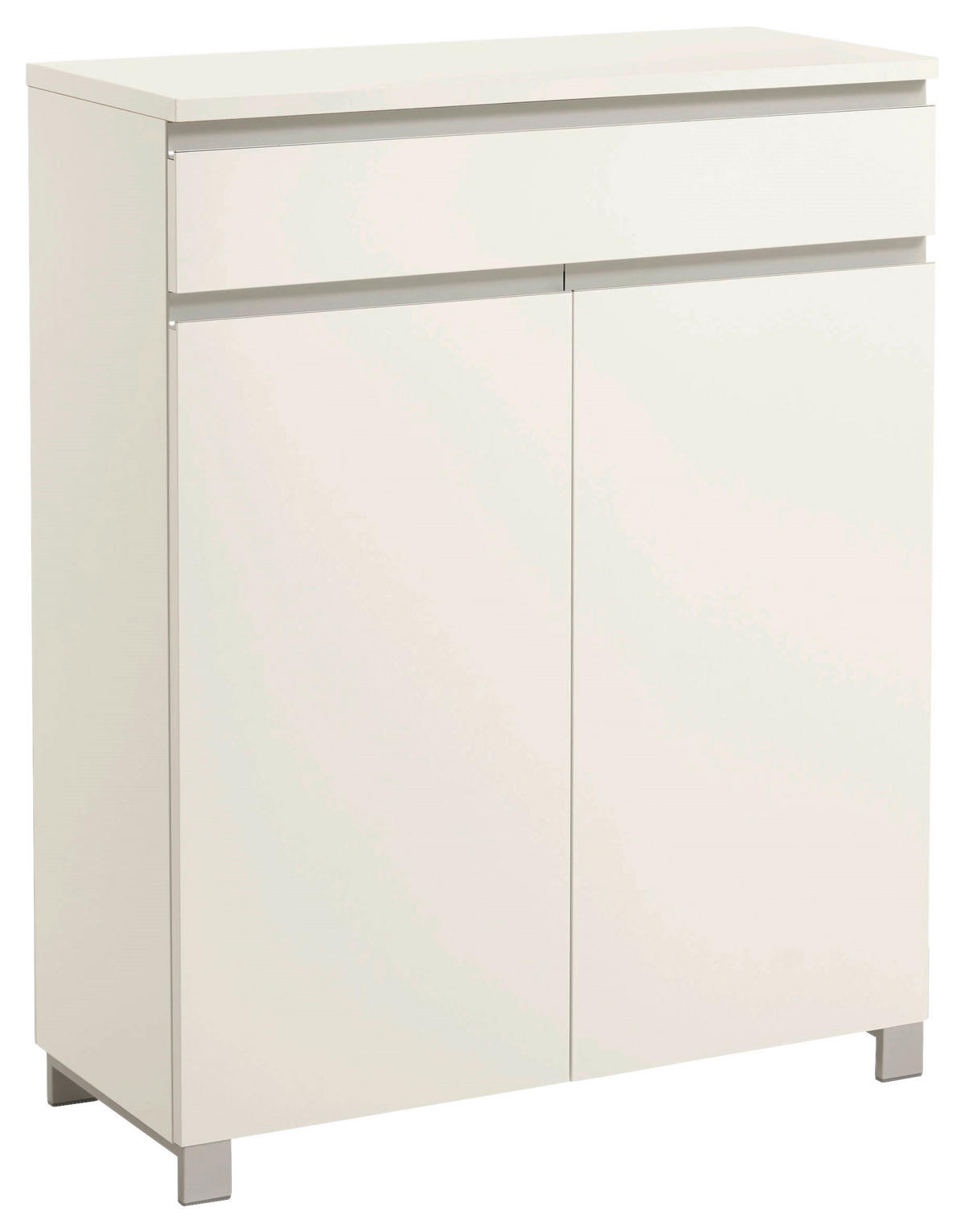 SCHUHSCHRANK Silberfarben, Weiß  - Silberfarben/Weiß, Design, Holzwerkstoff/Metall (84/108/37cm)