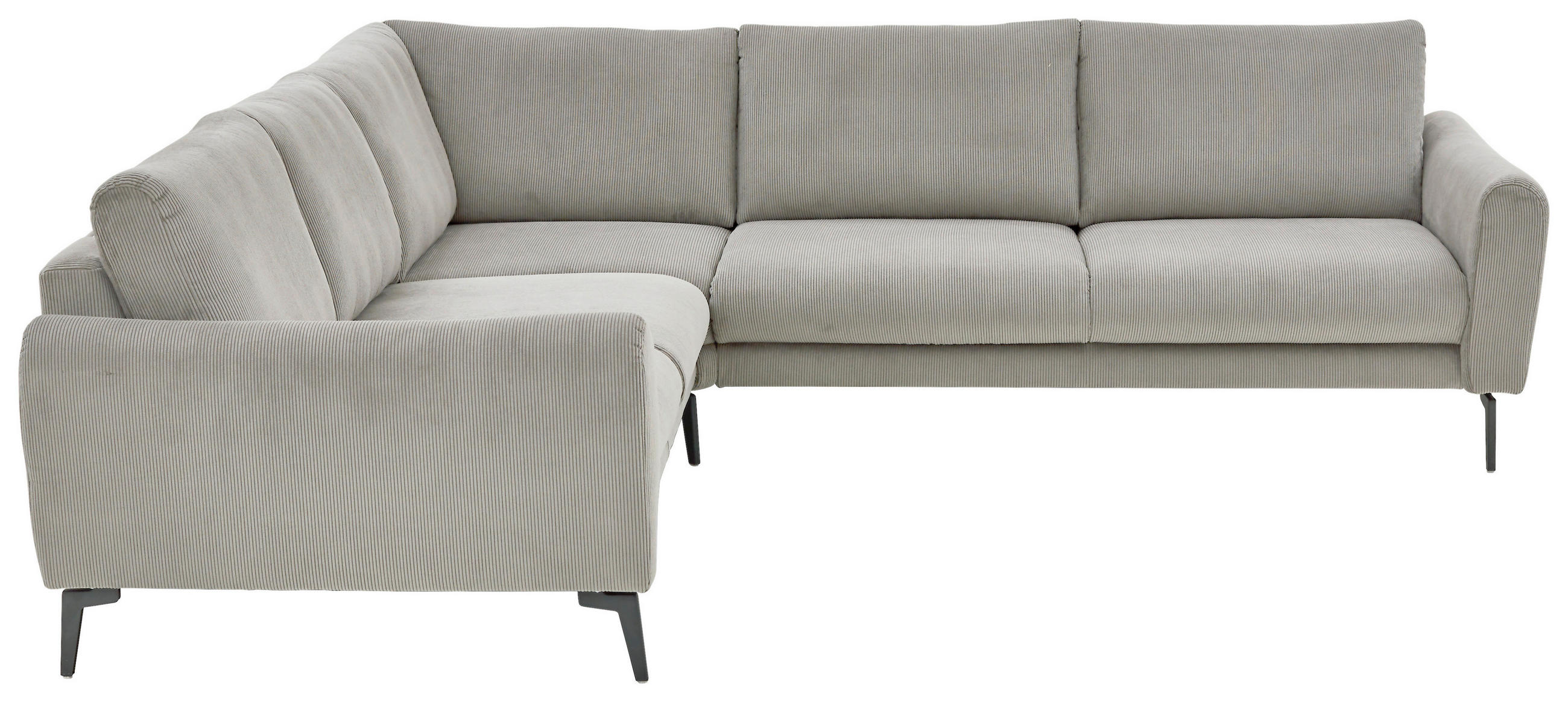 ECKSOFA in Velours, Feincord Grau  - Schwarz/Grau, Design, Textil/Metall (254/280cm) - Beldomo Style