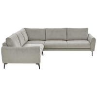 ECKSOFA in Velours, Feincord Grau  - Schwarz/Grau, Design, Textil/Metall (254/280cm) - Beldomo Style