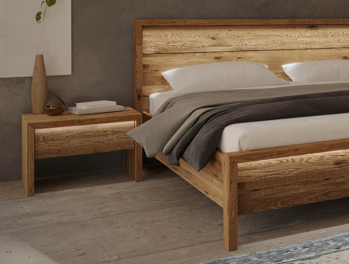 NACHTSCHRANK 60/46/41 cm Wildeiche vollmassiv  - Wildeiche/Naturfarben, MODERN, Holz (60/46/41cm) - MID.YOU