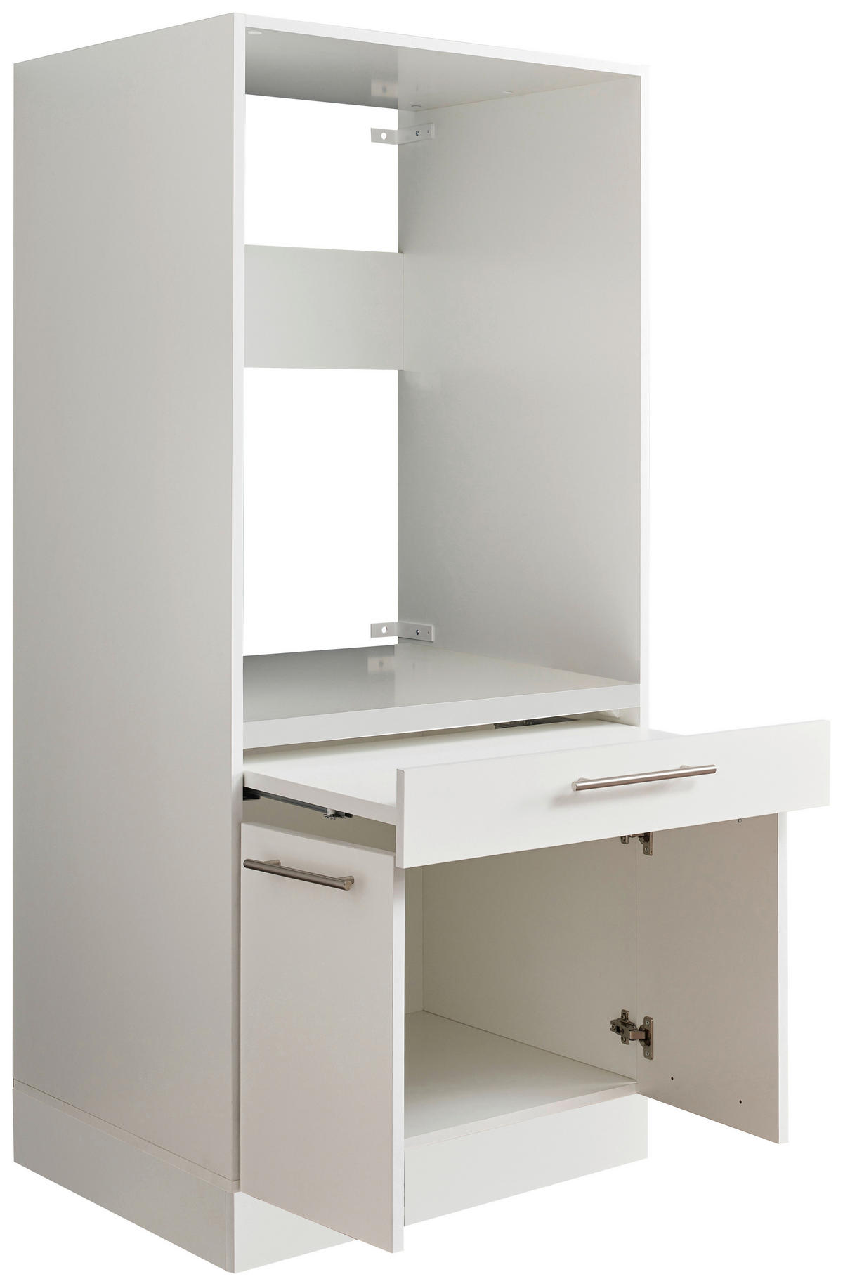 WASCHMASCHINENSCHRANK 67,5/162/67,5 cm  in Weiß  - Silberfarben/Schwarz, Design, Holzwerkstoff/Kunststoff (67,5/162/67,5cm)