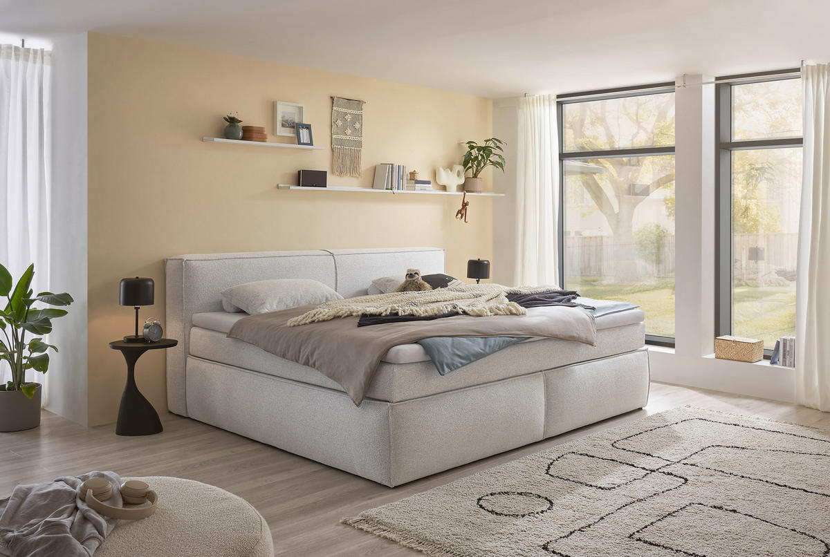 FAMILIENBOXSPRINGBETT - Silberfarben/Schwarz, LIFESTYLE, Kunststoff/Textil (240/200cm) - Esposa