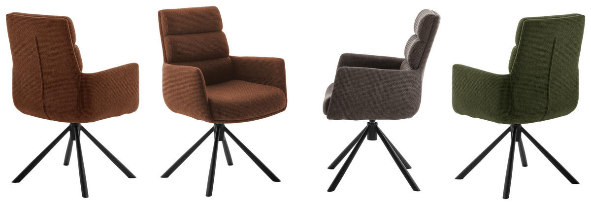 ARMLEHNSTUHL  in Stahl Webstoff  - Rostfarben/Schwarz, Design, Textil/Metall (61/90/64cm) - Dieter Knoll