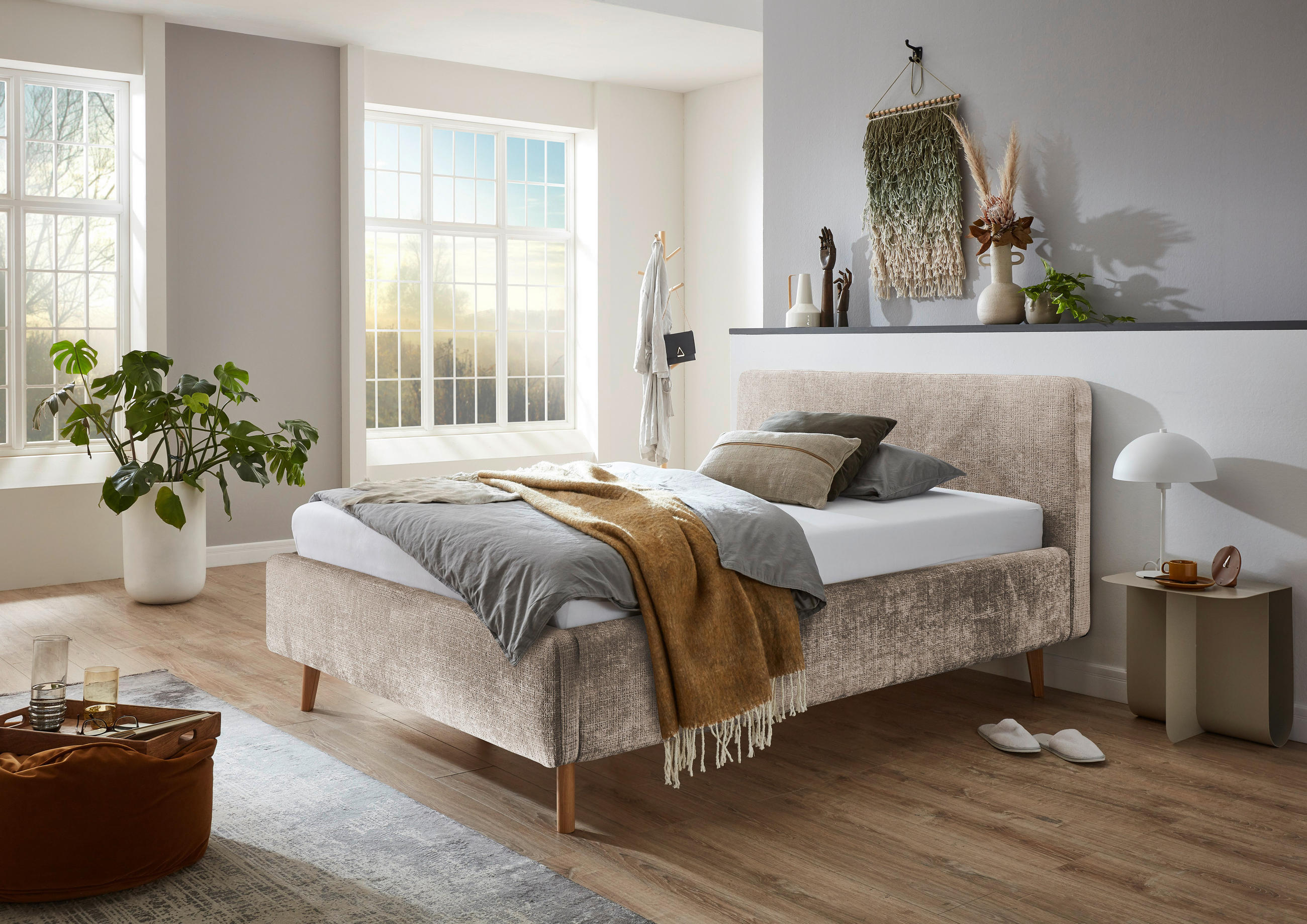 POLSTERBETT 140/200 cm  in Beige  - Eichefarben/Beige, Design, Holz/Textil (140/200cm) - Xora