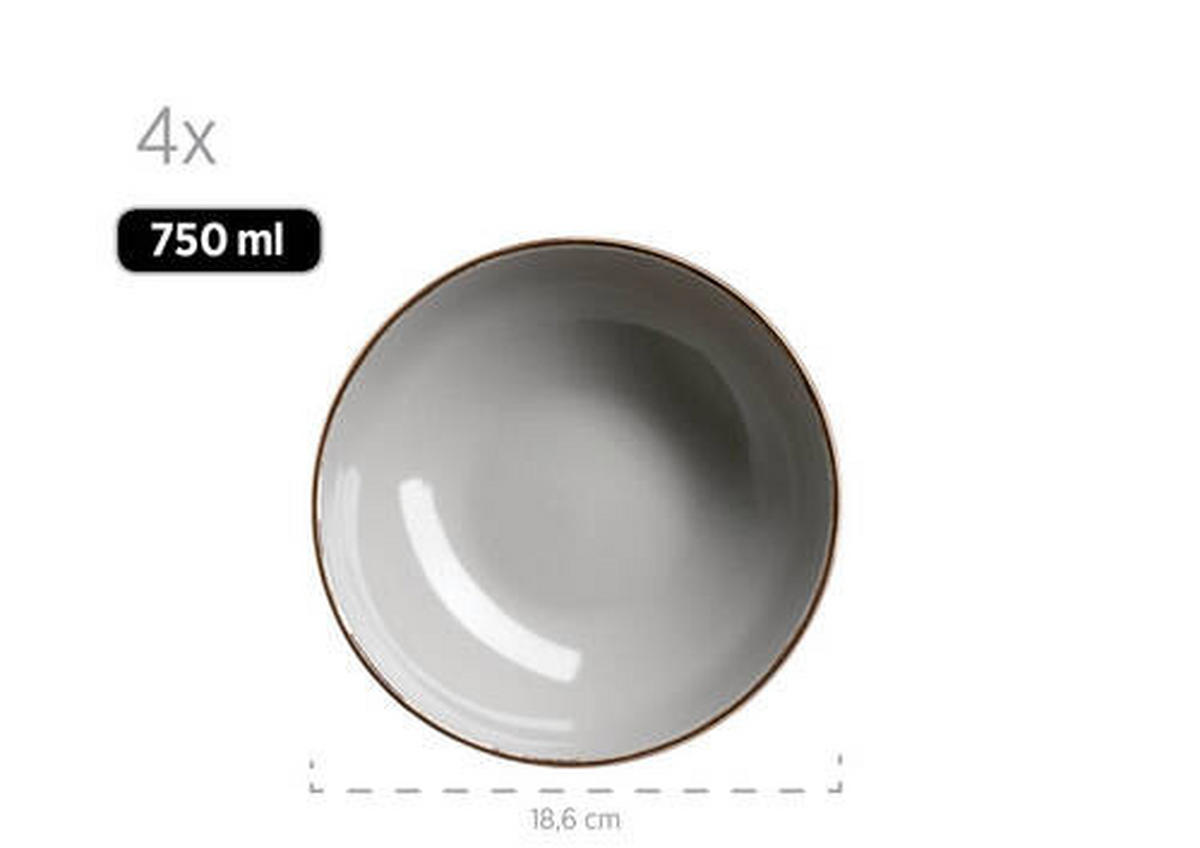 KOMBISERVICE Metallic Rim 16-teilig  - Grau, Basics, Keramik (34/31,5/32cm) - Mäser