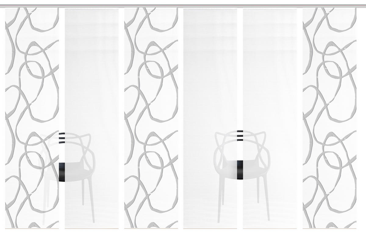 FLÄCHENVORHANG  6 Stück  blickdicht  60/260 cm   - Grau Hochglanz/Weiß, KONVENTIONELL, Textil (60/260cm)
