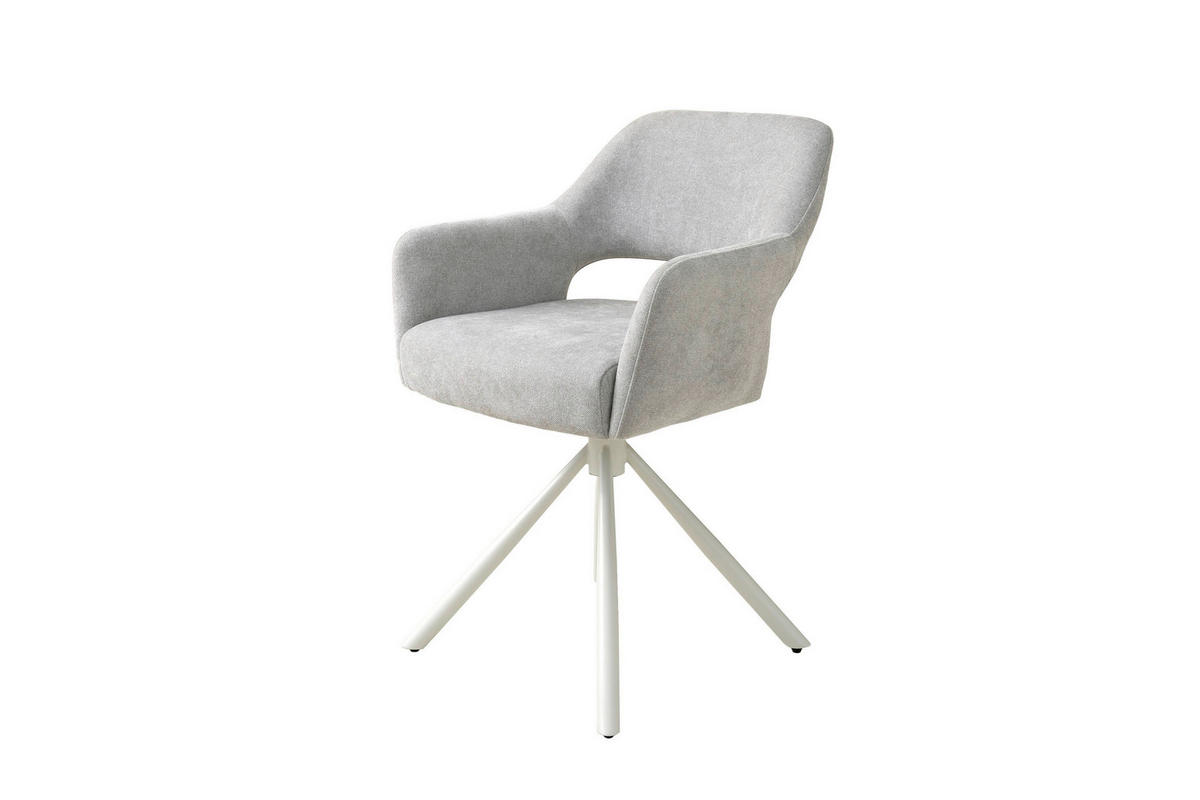 ARMLEHNSTUHL  Sitzfläche 360° drehbar Webstoff  Greige, Seidengrau  - Greige/Seidengrau, MODERN, Textil/Metall (58/84/61cm) - Schöner Wohnen