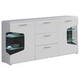 SIDEBOARD  in 180/89/41 cm  - Eichefarben/Weiß Hochglanz, Design, Glas/Holzwerkstoff (180/89/41cm) - Hom`in