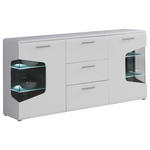 SIDEBOARD  in 180/89/41 cm  - Eichefarben/Weiß Hochglanz, Design, Glas/Holzwerkstoff (180/89/41cm) - Hom`in
