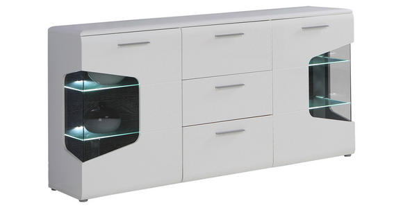 SIDEBOARD  in 180/89/41 cm  - Eichefarben/Weiß Hochglanz, Design, Glas/Holzwerkstoff (180/89/41cm) - Hom`in