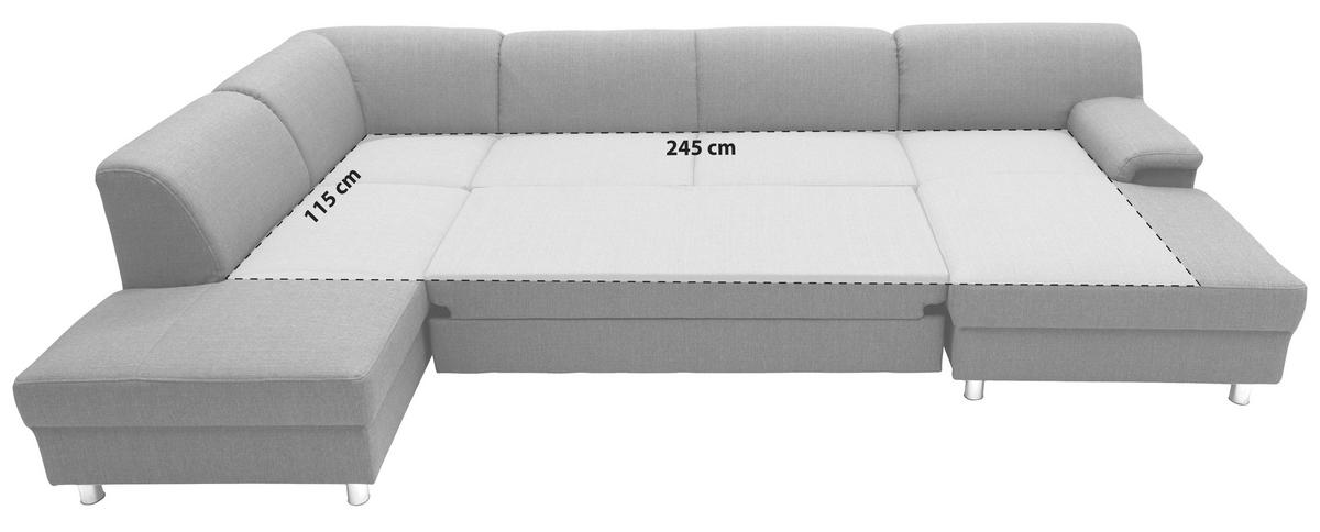 WOHNLANDSCHAFT Beige Webstoff  - Chromfarben/Beige, KONVENTIONELL, Textil/Metall (195/308/150cm) - MID.YOU