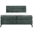 BOXSPRINGBETT 160/200 cm,  in Dunkelgrau, Topper, H2 + H3 = mittel + fest  - Dunkelgrau/Schwarz, Design, Textil/Metall (160/200cm) - Esposa