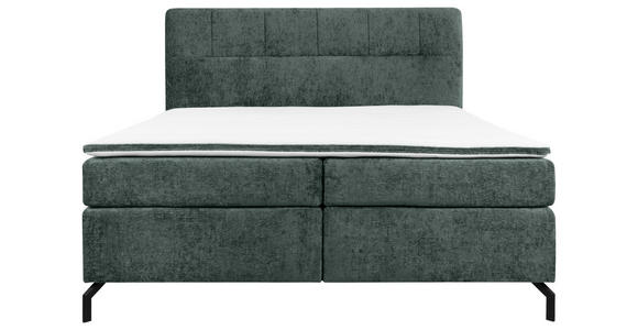BOXSPRINGBETT 160/200 cm,  in Dunkelgrau, Topper, H2 + H3 = mittel + fest  - Dunkelgrau/Schwarz, Design, Textil/Metall (160/200cm) - Esposa