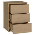 NACHTSCHRANK 50/69/42 cm  - Eichefarben/Silberfarben, Trend, Holzwerkstoff/Kunststoff (50/69/42cm) - Carryhome