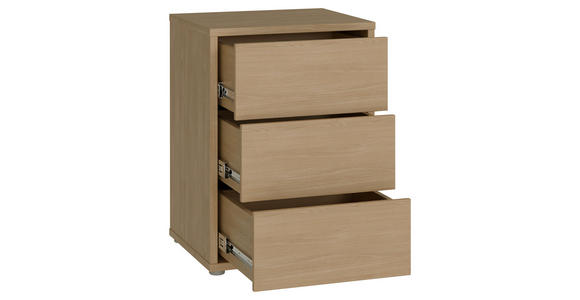 NACHTSCHRANK 50/69/42 cm  - Eichefarben/Silberfarben, Trend, Holzwerkstoff/Kunststoff (50/69/42cm) - Carryhome