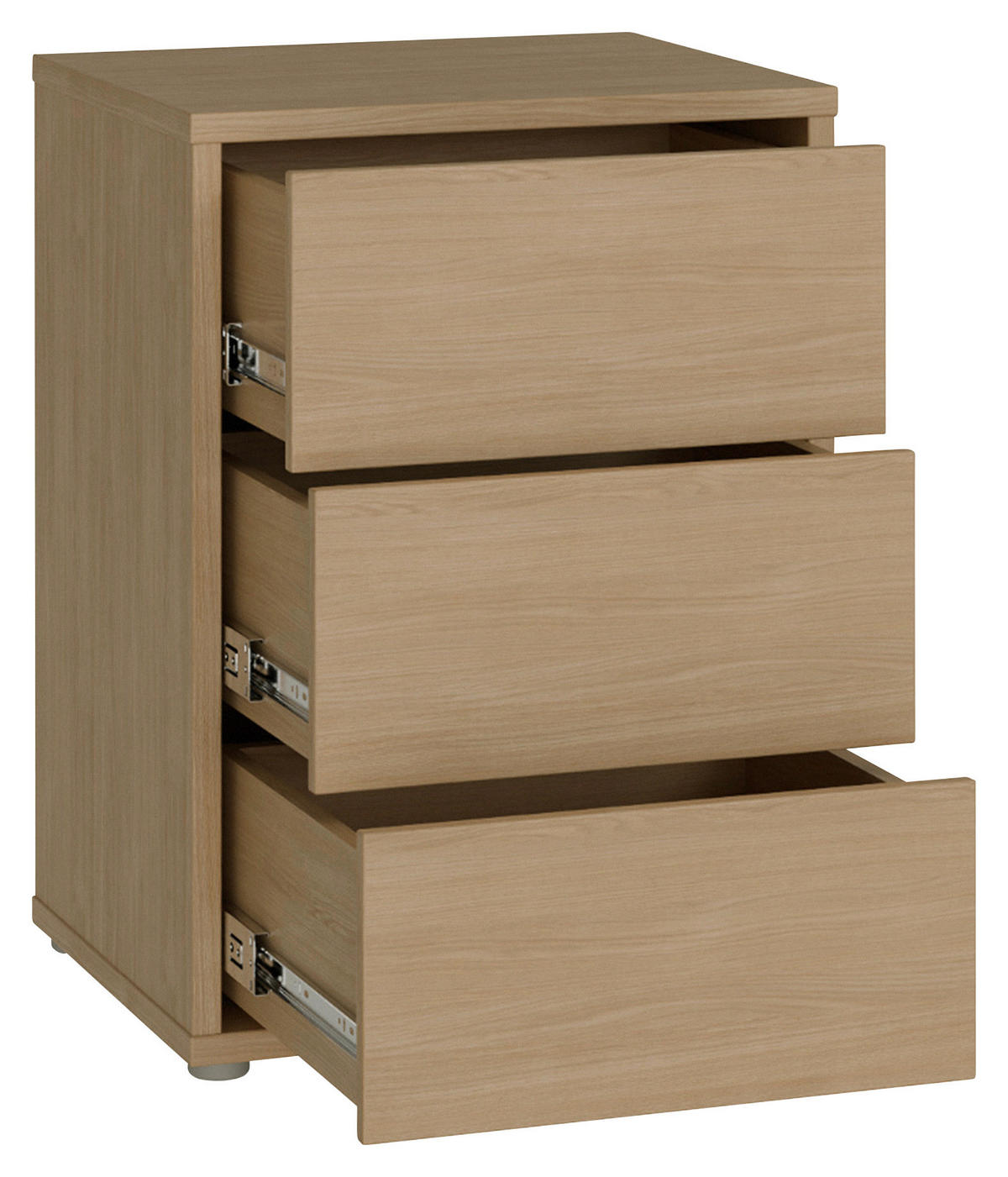 NACHTSCHRANK 50/69/42 cm  - Eichefarben/Silberfarben, Trend, Holzwerkstoff/Kunststoff (50/69/42cm) - Carryhome