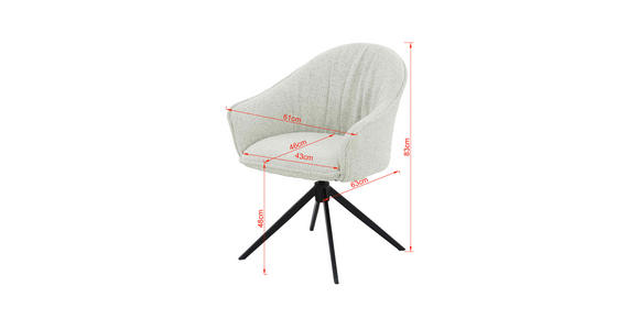 ARMLEHNSTUHL  Sitzfläche 360° drehbar, automatische Rückholfunktion Webstoff  - Creme/Schwarz, Design, Textil/Metall (66/83/64cm) - Novel