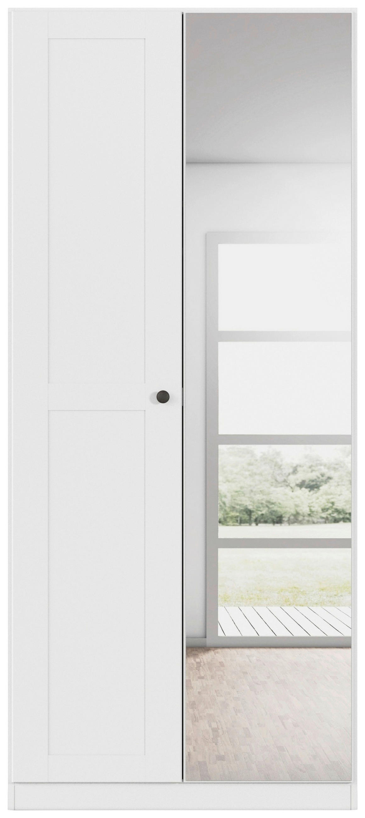 DREHTÜRENSCHRANK 91/210/54 cm,  in Weiß, 2-türig  - Schwarz/Weiß, KONVENTIONELL, Glas/Holzwerkstoff (91/210/54cm) - home24