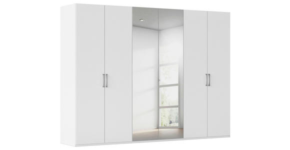 DREHTÜRENSCHRANK 301/235/61 cm,  in Weiß, 6-türig  - Chromfarben/Edelstahlfarben, Basics, Glas/Holzwerkstoff (301/235/61cm) - Novel