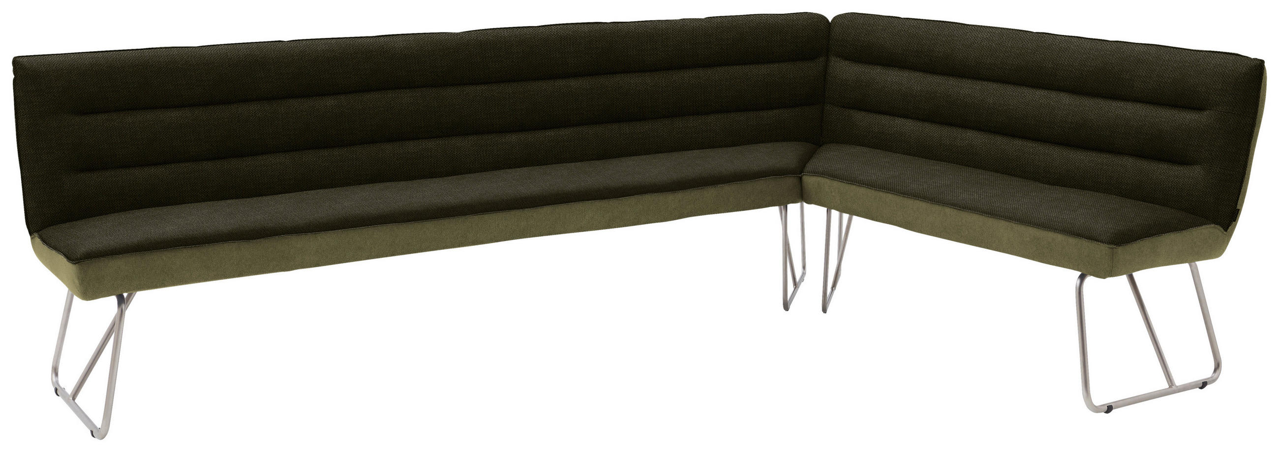 ECKBANK 284/184 cm Flachgewebe Grün, Edelstahlfarben   - Edelstahlfarben/Grün, Design, Textil/Metall (284/184cm) - Dieter Knoll