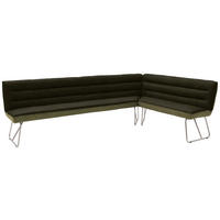 ECKBANK 284/184 cm Flachgewebe Grün, Edelstahlfarben   - Edelstahlfarben/Grün, Design, Textil/Metall (284/184cm) - Dieter Knoll