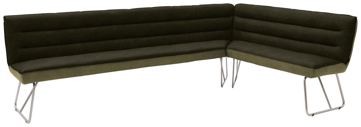 ECKBANK 284/184 cm Flachgewebe Grün, Edelstahlfarben   - Edelstahlfarben/Grün, Design, Textil/Metall (284/184cm) - Dieter Knoll