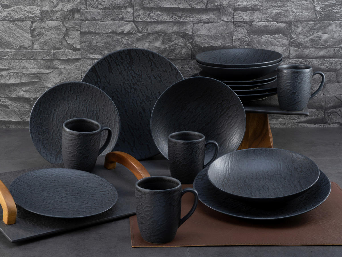 KOMPLETT SERVIS 16 delar  - svart, Trend, keramik - Creatable