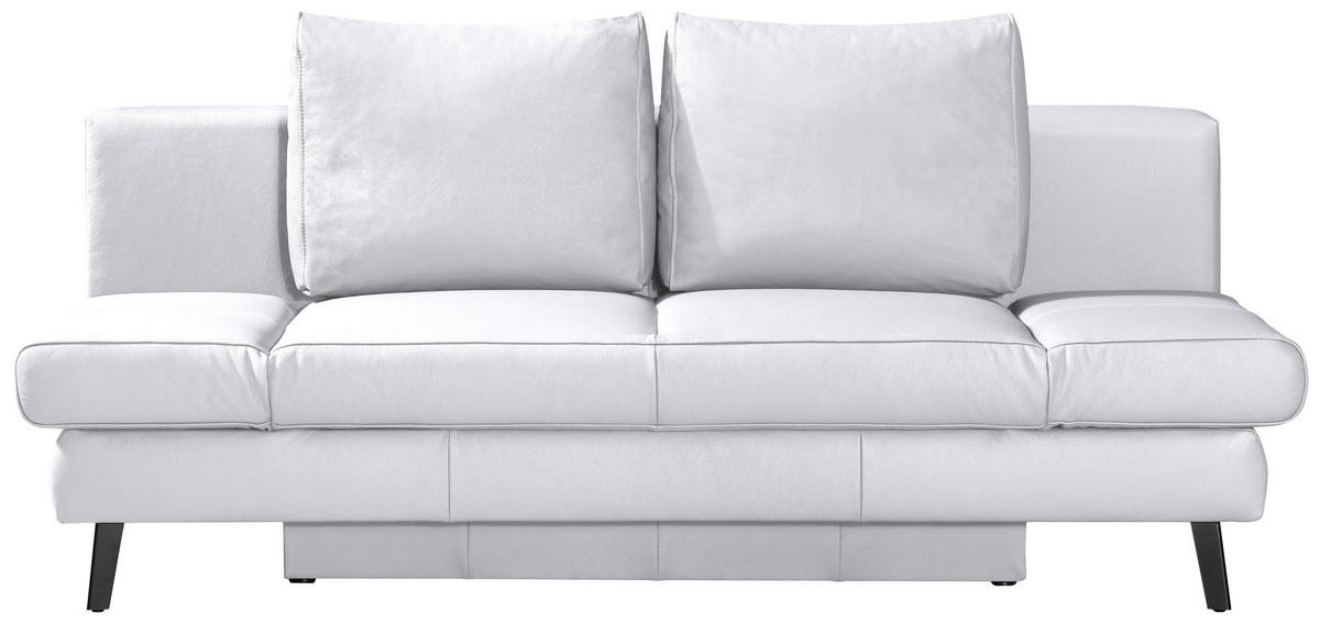 SCHLAFSOFA in Echtleder Weiss  - Weiss/Schwarz, Design, Leder/Metall (200/85/90cm) - Novel