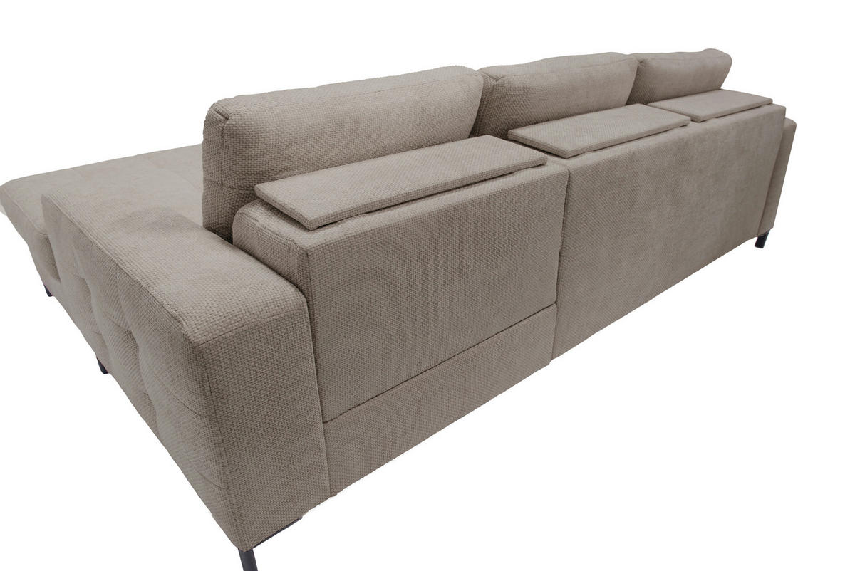 ECKSOFA in Struktur Hellbraun  255/176 cm  - Hellbraun/Schwarz, Design, Textil/Metall (255/176cm) - Livetastic