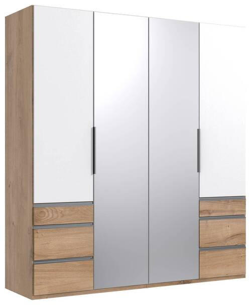 DREHTÜRENSCHRANK in Silberfarben, Weiss, Eichefarben  - Chromfarben/Weiss, Modern, Glas/Holzwerkstoff (200/216/58cm) - MID.YOU