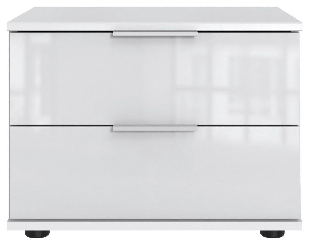 NACHTTISCH 52/40/38 cm  Weiss  - Weiss/Silberfarben, Konventionell, Glas/Holzwerkstoff (52/40/38cm) - Modante