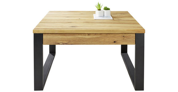 COUCHTISCH Eiche massiv 75/75/42 cm quadratisch Schwarz, Eichefarben - Eichefarben/Schwarz, Design (75/75/42cm) - Novel