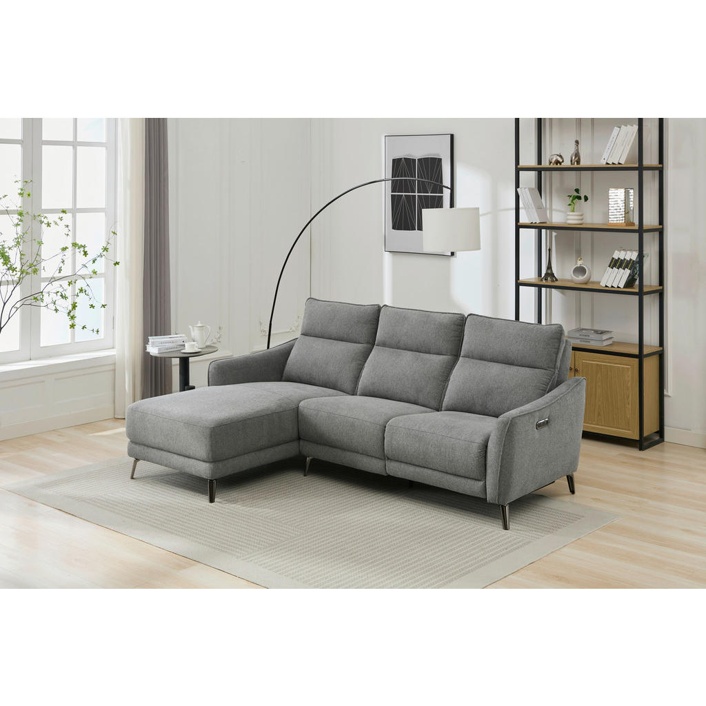 Thumbnail - Mid.you Ecksofa, Grau, Textil, 3-Sitzer, L-Form, Ottomane links, 239x168 cm, Bsci, CE, Reach, USB-Anschluss, USB-C-Ansch...
