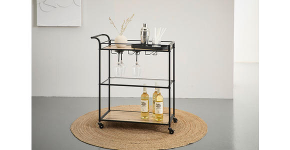 SERVIERWAGEN Schwarz, Eichefarben  - Eichefarben/Schwarz, Trend, Holzwerkstoff/Kunststoff (70,5/80/31,5cm) - Xora