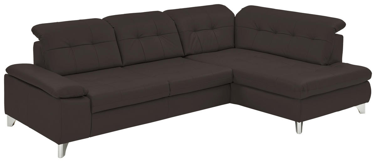 SAROKKANAPÉ bőr sötétbarna  - sötétbarna/alumínium színű, Design, bőr/fém (309/211cm) - Beldomo Speed