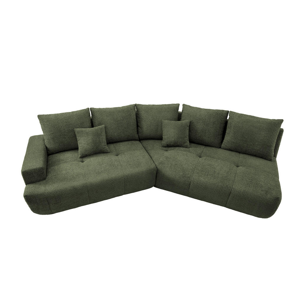 Thumbnail - Livetastic Bigsofa, Dunkelgrün, Textil, Uni, 4-Sitzer, Füllung: Schaumstoff, 323x91x155 cm, Made in EU, seitenverkehrt e...