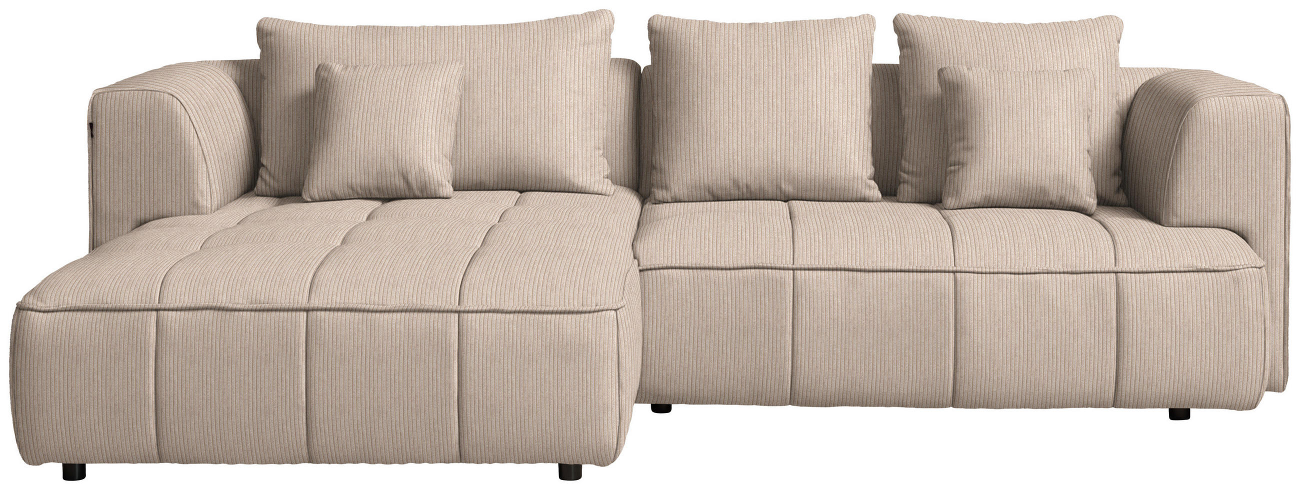 ECKSOFA Feincord Beige  - Beige/Schwarz, Design, Kunststoff/Textil (188/288cm) - Welnova