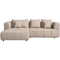 ECKSOFA Feincord Beige  - Beige/Schwarz, Design, Kunststoff/Textil (188/288cm) - Welnova