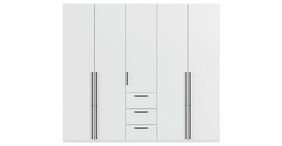 DREHTÜRENSCHRANK 251/223/61 cm,  in Weiß, 5-türig  - Schwarz/Weiß, Basics, Holzwerkstoff/Metall (251/223/61cm) - Novel