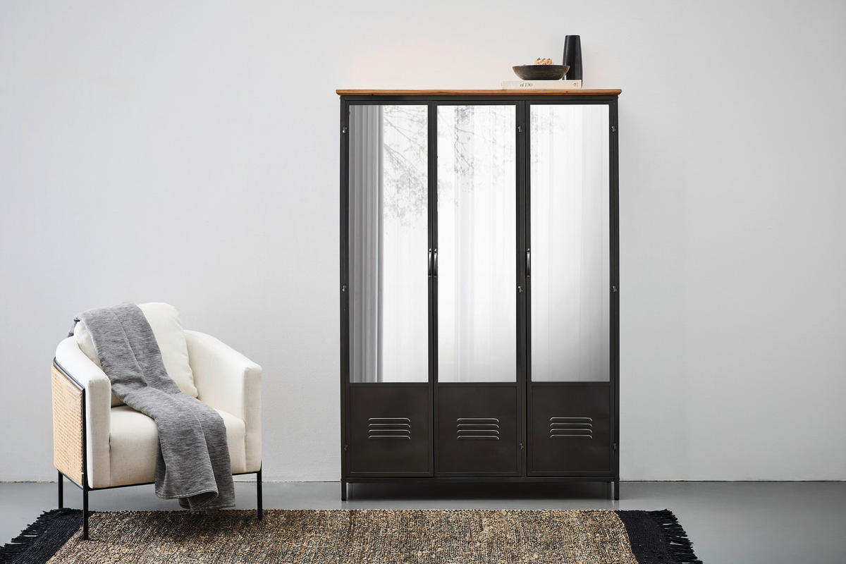 SPIEGELSCHRANK 121/175/41 cm  - Klar/Schwarz, Natur, Glas/Holz (121/175/41cm) - Livetastic